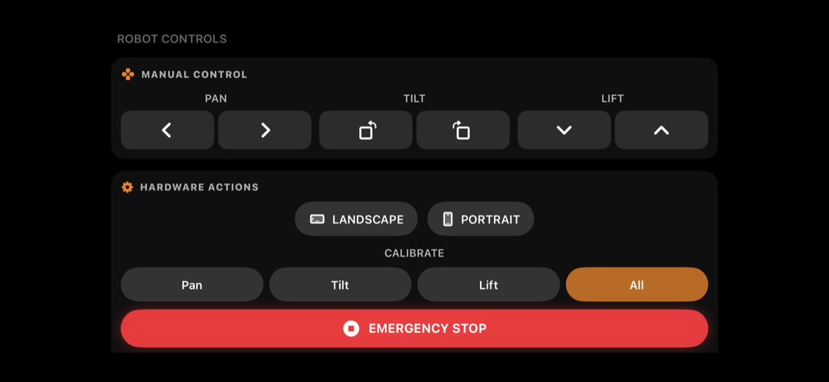 Screenshot: manual control pad